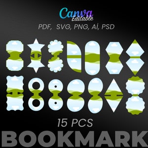 Magnetic Bookmark Template, Bookmark Template SVG, Canva, DXF, Ms Word ...
