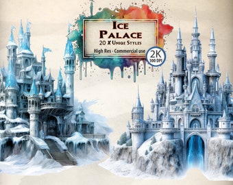 Ice Queen Castle Clipart: Frozen Fairytale Landscape (PNG Transparent)