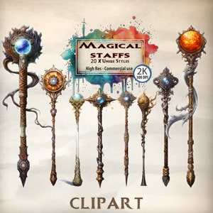 Magie personnel Clipart portée clipart bundle conte de fées baguette magique sceptre assistants sort personnel mage barde sorcier bâton PNG Transparent