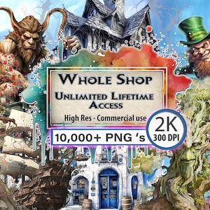 Clipart-Paket Gesamter Shop 10.000 Bilder Über 500 Pakete Unbegrenzter lebenslanger Zugriff Vergangene und zukünftige Designs Riesige Grafiken Transparentes PNG-Paket