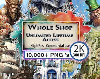 10K+ Clipart Bundle: Unlimited Lifetime Access, Transparent PNG (Digital Download)