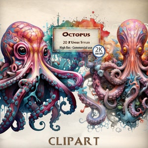 Octopus Clipart Natur inspiriert Ozean Clipart Mimic Oktopus Liebhaber Meeresbewohner Unterwasser Tattoo Illustrationen Wasser PNG Grafiken
