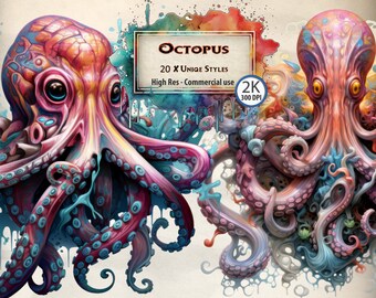Octopus Clipart Nature inspired ocean clipart mimic octopus lover marine creatures underwater Tattoo illustrations water PNG graphics
