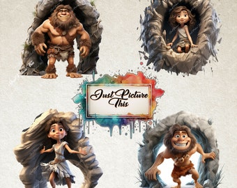Imágenes prediseñadas de cavernícolas de dibujos animados: ilustraciones  para guarderías (archivos PNG)