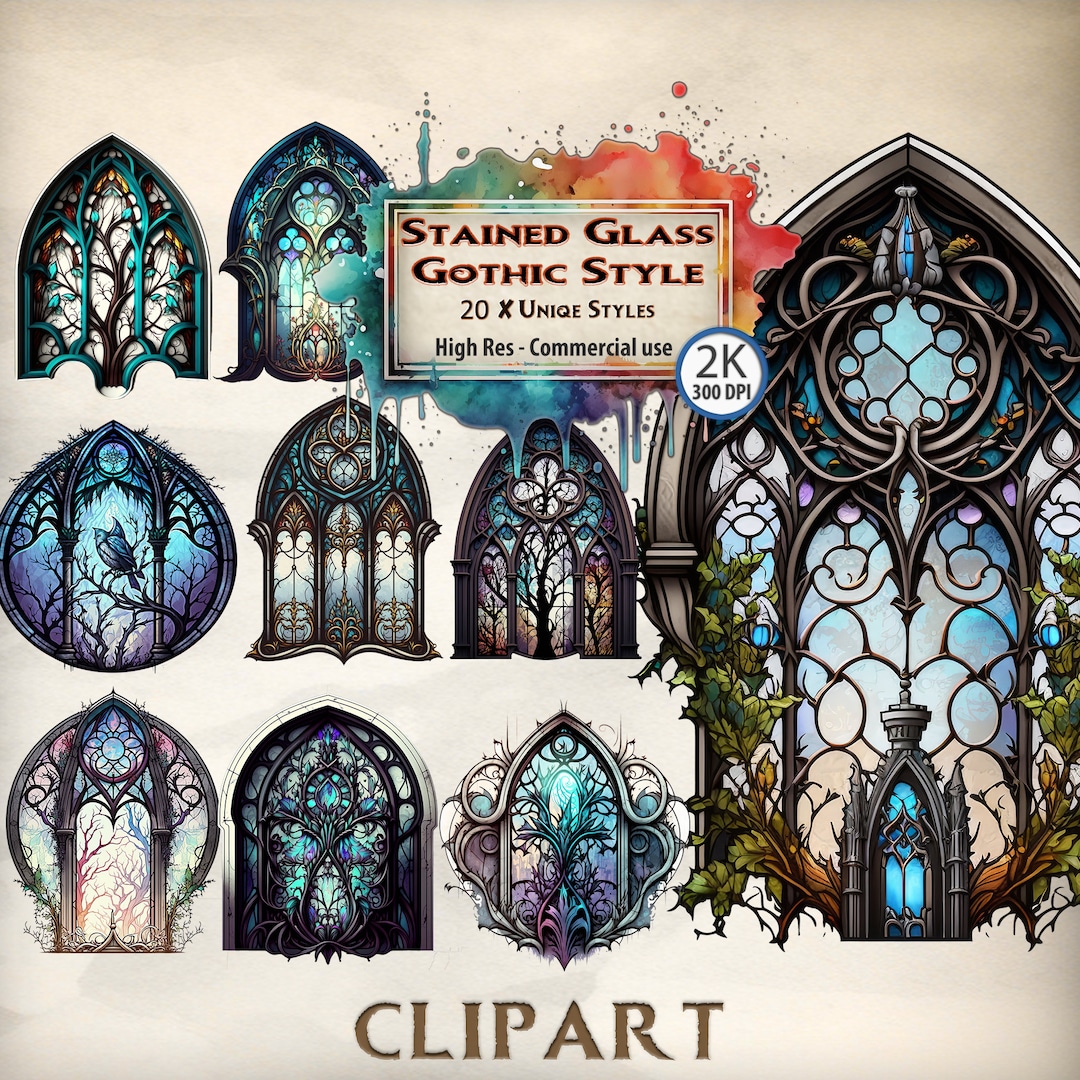 Stained Glass Clipart Gothic Mosaic Patterns Magical Unique Stained ...
