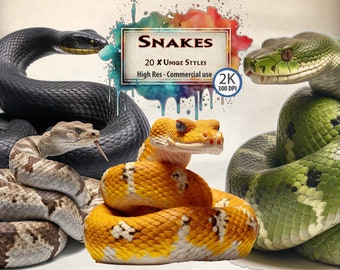 Snake Clipart cobra rattlesnake clipart bundle green snake decor animal clipart bundle snake lovers gift PNG transparent junk journal