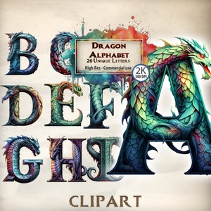 Dragão Letras Clipart Iluminado Alfabeto Gráficos Fantasia Fontes Alfabeto Inglês RPG Dragão Fantasia Letras Clipart PNG manuscrito Clipart