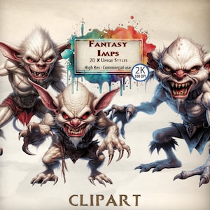 Imp Clipart: Mischievous Evil Sprites, Halloween Fantasy Art (PNG Files)