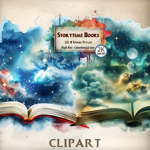 Storytime Bücher Clipart Bundle: bezaubernde Buchillustrationen für Leseecken, Lernmaterialien und literarische Projekte