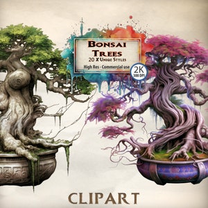 Bonsai Tree Clipart Japans geïnspireerde miniatuurtuinillustraties Zen Peaceful Nature Harmony Inspires Graphics