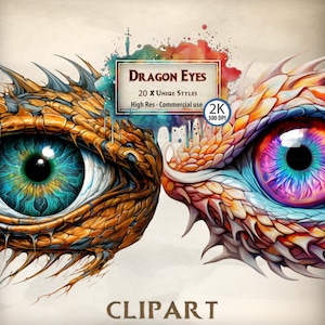 Dragon Eyes Clipart: Fantasy Graphics (PNG Digital Download)