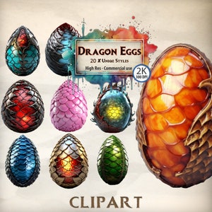 Dragon Egg Clipart Bundle Magia PNG Fantasy Clipart Imprimible Sublimación búsqueda Junk Journal scrapbook Diseños únicos