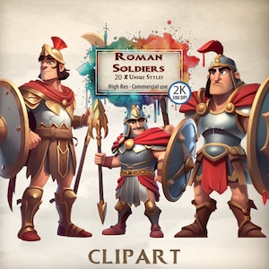 Soldat romain Clipart stylisé sur le thème armée Illustrations Rome antique inspiré histoire jeu graphique Fantasy gladiateur PNG usage Commercial