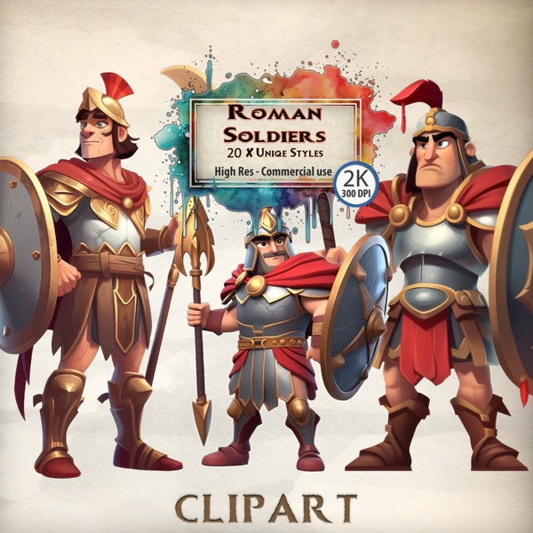 Roman Soldier Clipart Stylized Themed Army Illustrations Ancient Rome Inspired History Game Graphics Fantasy Gladiator PNG Commercial Use