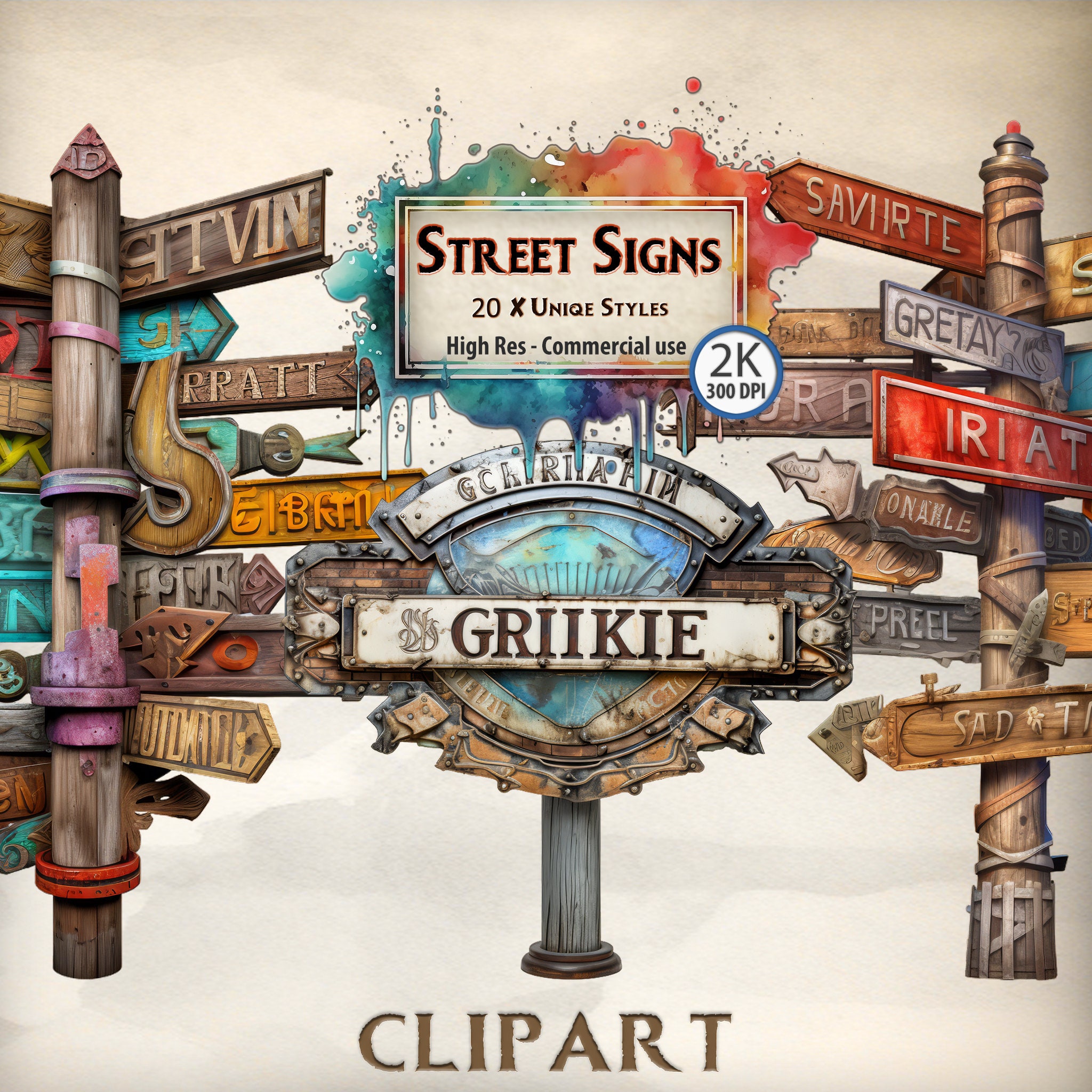 Fantasy Signs Clipart Medieval Fairy Tale Street Directions