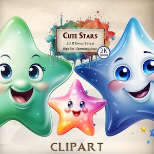Ster clipart schattig vallende ster graphics schattige kinderen speciale ster kwekerij clipart kleurrijke gelukkige sterren PNG commercieel gebruik transparante bestanden