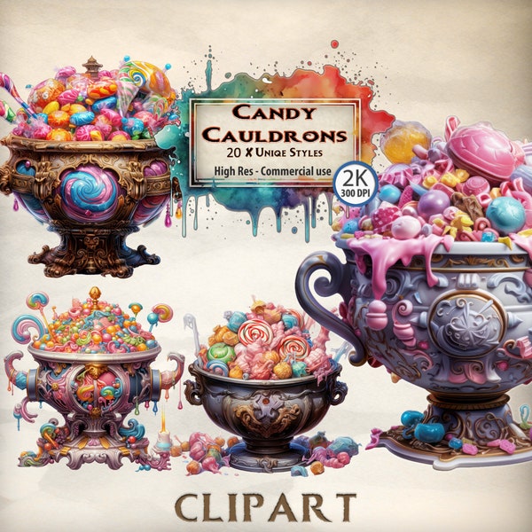 Candy Clipart Sweet cauldron Graphics Halloween Trick or Treat Spooky Illustrations Festive Decorations Chocolate PNG transparent