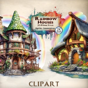 Rainbow Clipart Rainbow Leprechaun huis sprookje clipart gnome fairy schattig klassiek kinderboek transparant PNG