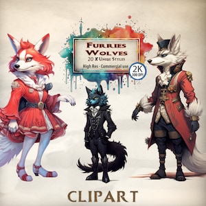 Furries Clipart Wolf Furry Clipart Bundle anthropomorphic animal character PNG Fandom Illustration Cute Wolves