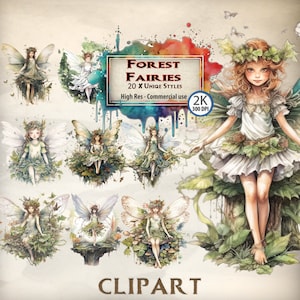 Enchanté fées Clipart forêt fées livre fées Clipart Bundle mignon conte de fées clipart fée des dents jardin clipart fées Images PNG