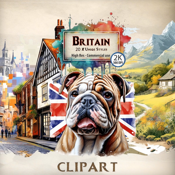 Britain Clipart Images of United Kingdom Graphics London Bus Cab Historic Buckingham Palace Big Ben Tower Bridge Flag Countryside PNG Files