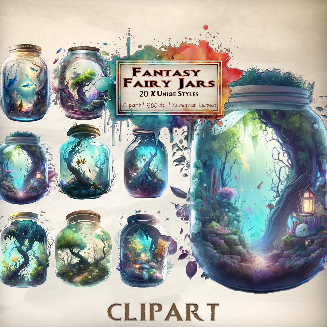 Fantasy Jars Clipart Fairy Jars Enchanted Magic Potions PNG Etsy