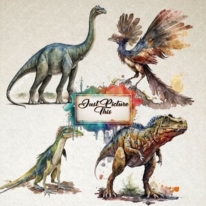 Watercolour Dinosaurs Clipart Bundle Fantasy Magical Land Stegasauraus ...