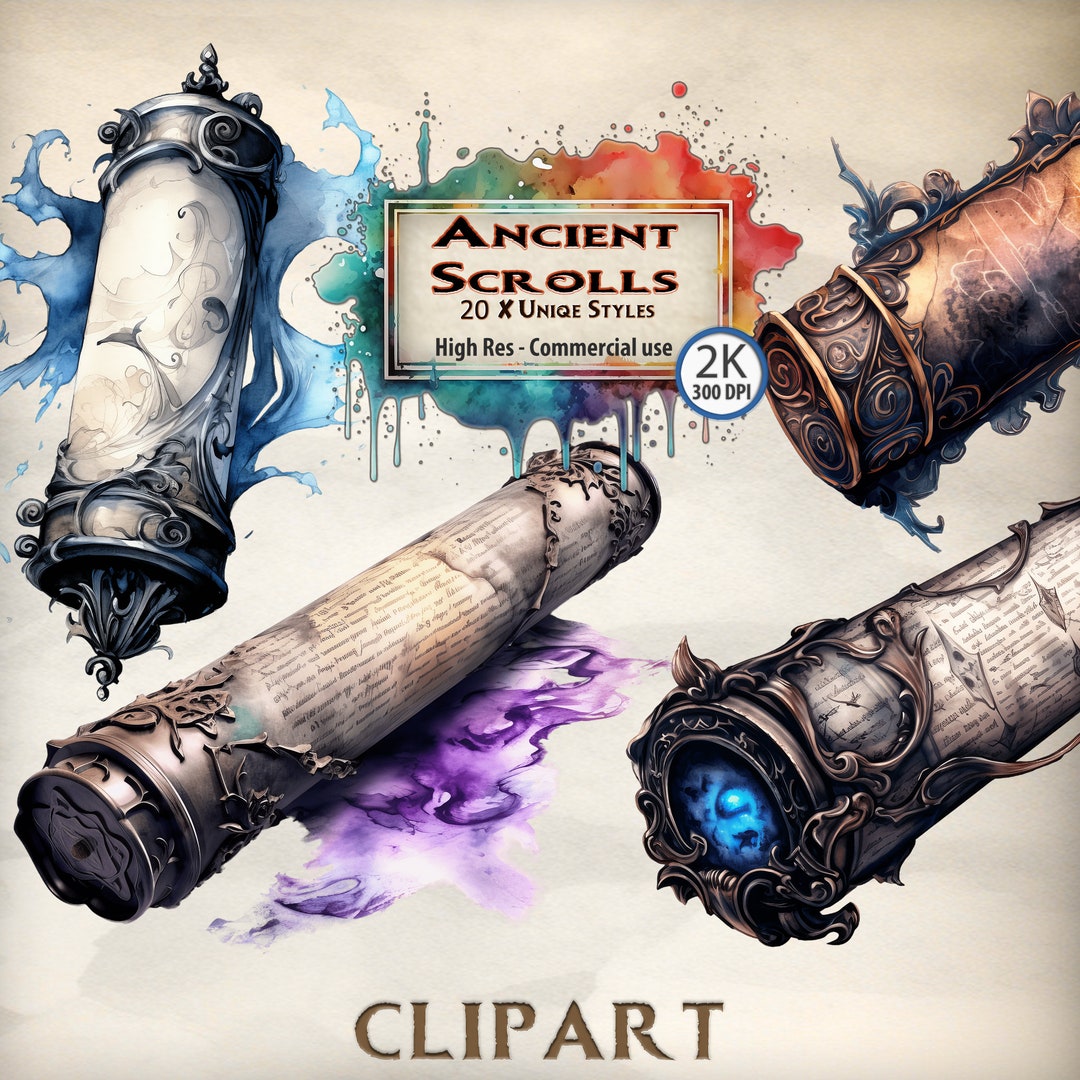 Ancient Scroll Clipart Parchment Vintage Aged Fantasy Text Archaic