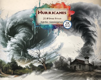 Hurricane Clipart: Natural Disaster Illustrations (PNG Files)