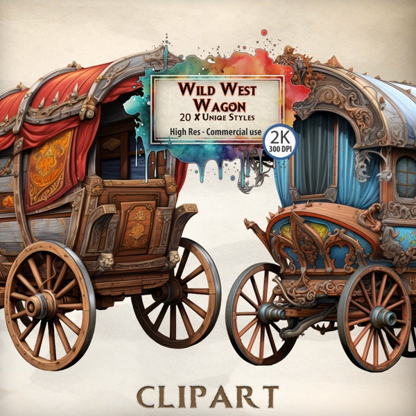 Wild West wagon Clipart Cowboys & Indian Themed Western Graphics Frontier Carriage Western World Commercial Use PNG Transparent Clipart