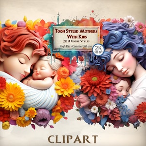 Mutter und Kind Clipart Mutter und Kind Blumen Clipart Mutter und Kind Blumige Illustrationen Kommerzielle Nutzung PNG Transparent