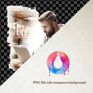 May include: A watercolor illustration of a colorful, dripping water drop inside a circle. The background is a light brown, textured paper.