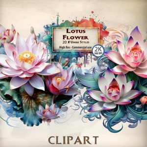Lotus bloem clipart Indiase boeddhisme oosterse zen bloem graphics rustige vijver illustraties heilige plant yoga chakra botanisch thema