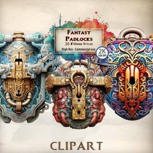 Hangslot Clipart Fantasie Slot en sleutel Magische sleutelgat Illustraties Ingewikkelde geheime hangslotafbeeldingen Symbolische sleutel tot het hart