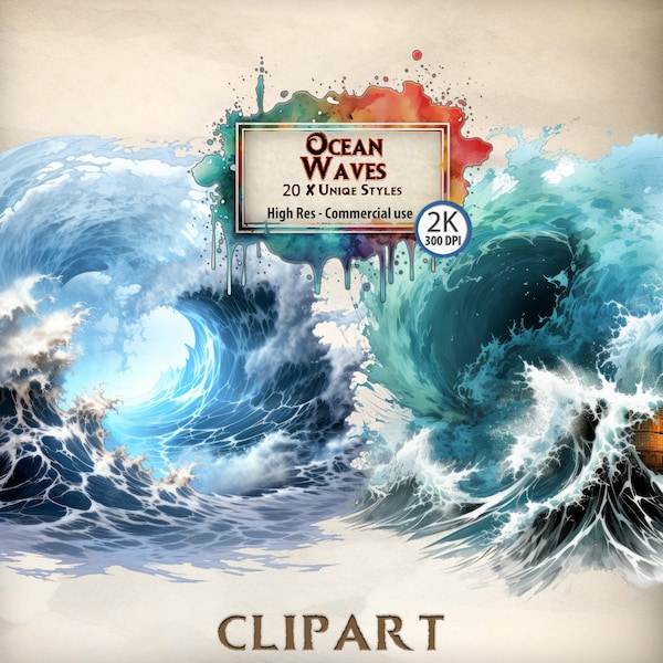 Ocean Clipart: Sea Storms Templates - Massive Wave Illustrations - Nautical Sea Themed Water Adventure - Transparent PNG