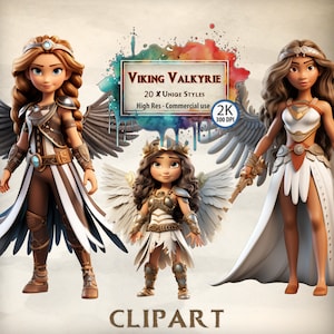 Valkyrie Clipart: Cartoon Viking Goddess PNG (Commercial Use)