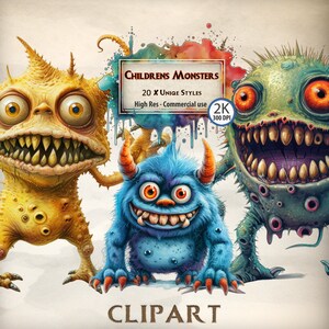 Kinder Monster Clipart Bundle: Lustige & freundliche Monster Illustrationen für Kinderprojekte, Party-Themen und Lernmaterialien