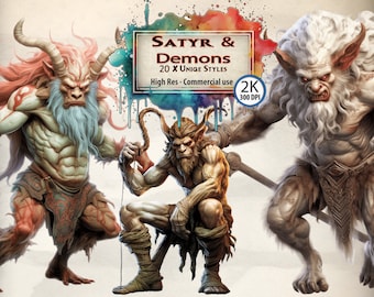 Demon Clipart Bundle: Satyr, Monster, Horror PNG Downloads