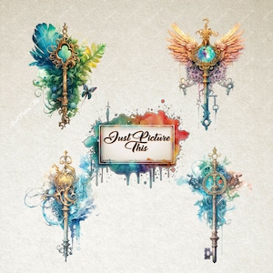 Magical Key Label Magical Keys Clipart Fantasy Clipart Bundle Dark Magic Lock Magical ...