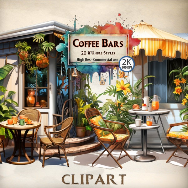 Coffee Clipart Coffee Shop Café Graphics Barista Lounge Illustrations Espresso Latte Cappuccino Mocha Commercial Use PNG Transparent Files