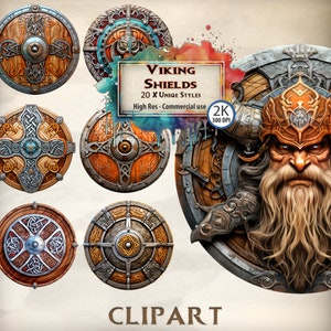 Viking Clipart Viking Shield Fantasy Graphics History Ragnar Danish King Legendary Viking shield graphics Mythical warrior designs