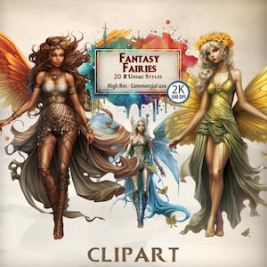 Fee Clipart Zauberhafte Märchen & Patin Bilder Zahnfee Illustrationen Fantasy Pixie Grafiken für Magisches Design Needs PNG Files