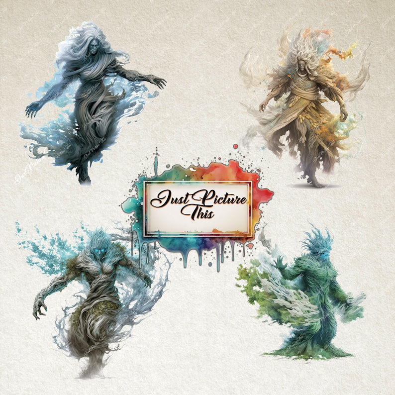 Elemental Creatures Clipart Golem Clipart Bundle Anthropomorphic Earth ...