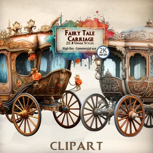 Vervoer Clipart Sprookje Prom Vervoer Prinses Wagon Graphics Kinder Fantasy rijtuigen Illustraties Commercieel gebruik Transparante PNG