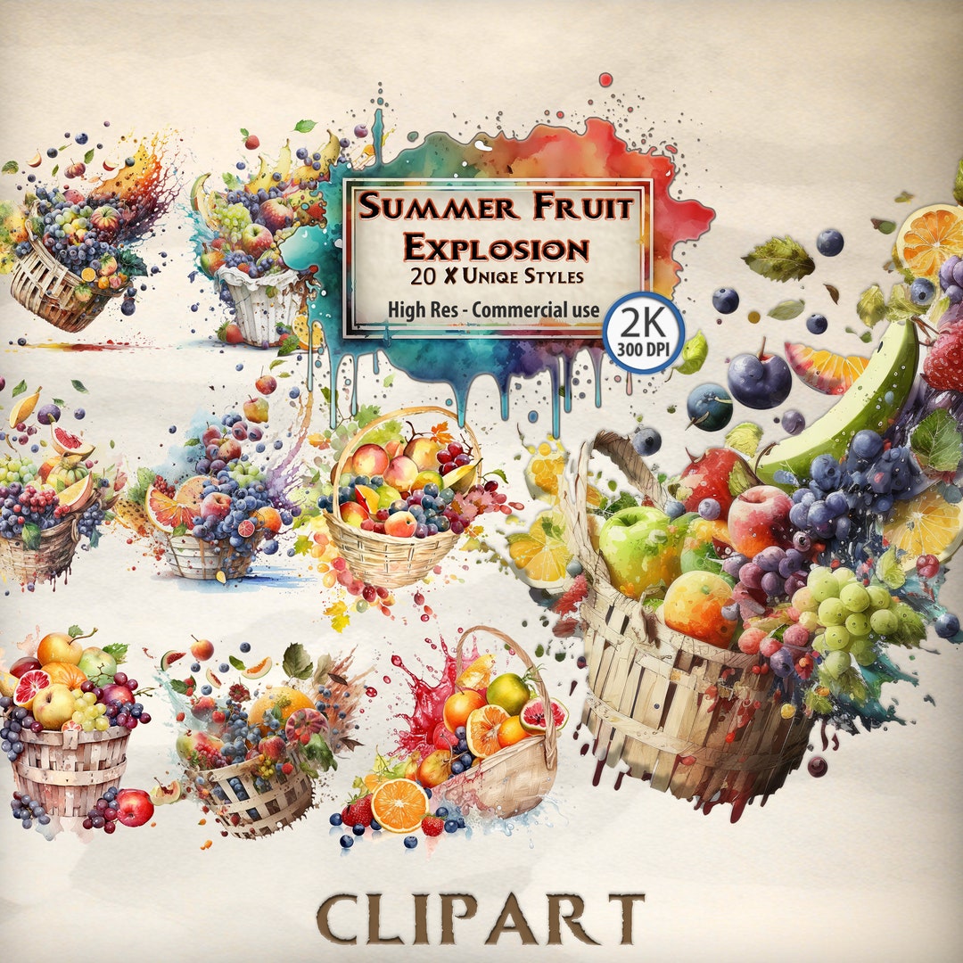 Watercolor Fruit Clipart Bundle: Summer Illustrations (PNG Digital ...