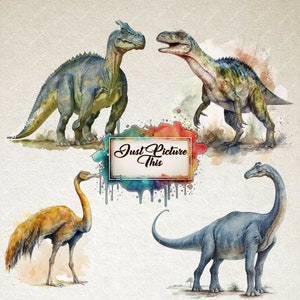 Watercolour Dinosaurs Clipart Bundle Fantasy Magical Land Stegasauraus ...