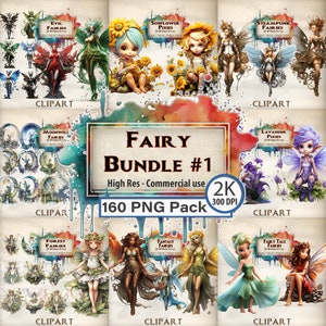 Fairy Clipart Bundle: Sunflower Pixies, Steampunk Fairies (160 PNG)