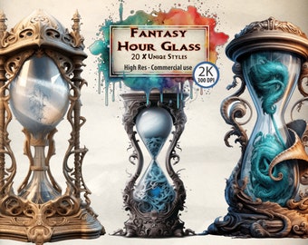 Fantasy Hourglass Clipart: Gothic Timepiece PNG (Digital Download)