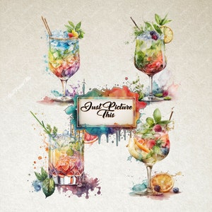Cocktail Clipart Watercolor Summer Clipart Bundle Fruits Party Drink ...