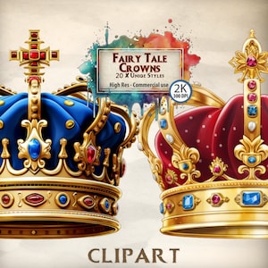 Fairy Tale Crown Clipart: Royal Jewels, King & Queen (PNG Transparent)